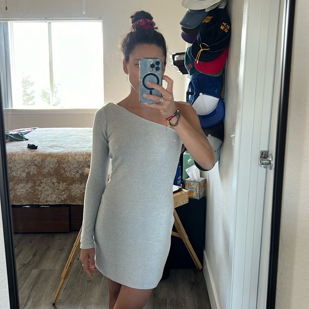 One shoulder sweater dress